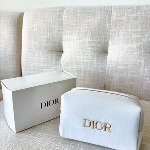 Dior White Cosmetic Pouch / Makeup Bag